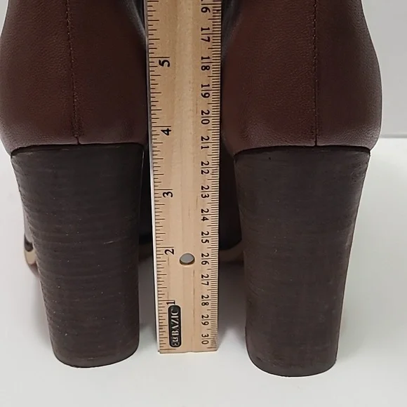 See by Chloe Genuine Brown Leather Heeled Boots Size 7/38 - Picture 15 of 16